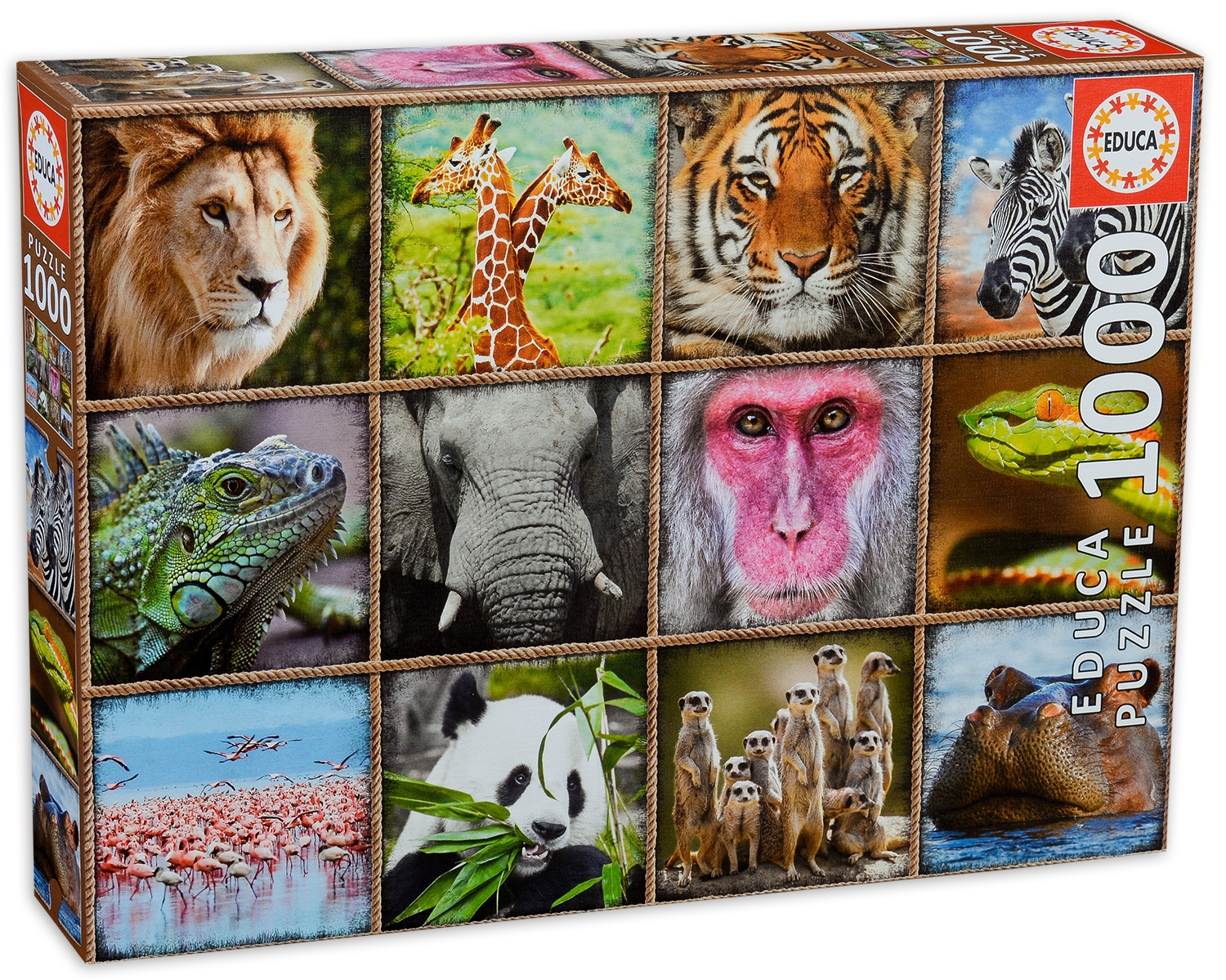 Пъзел Educa от 1000 части - Диви животни, колаж