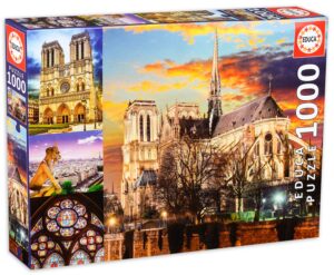 Пъзел Educa от 1000 части - Катедралата Нотр Дам в Париж, колаж