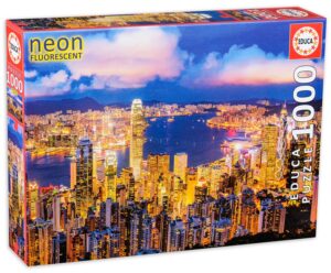 Неонов пъзел Educa от 1000 части - Хонг Конг