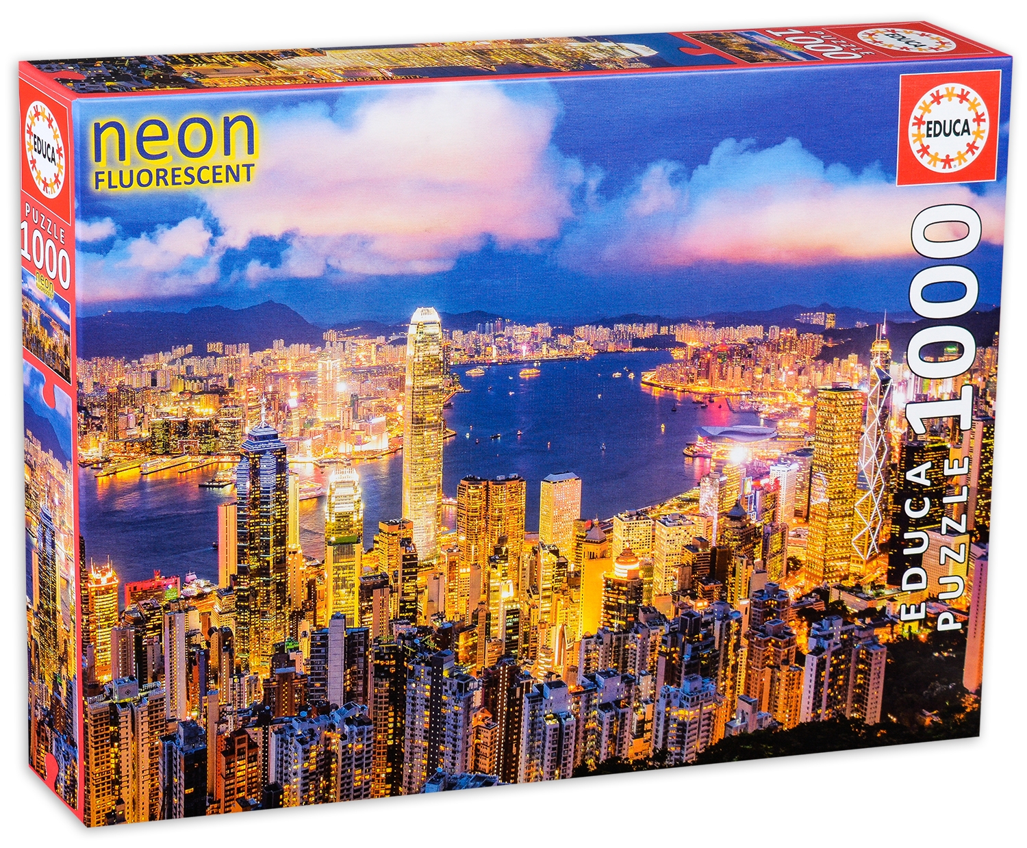 Неонов пъзел Educa от 1000 части - Хонг Конг