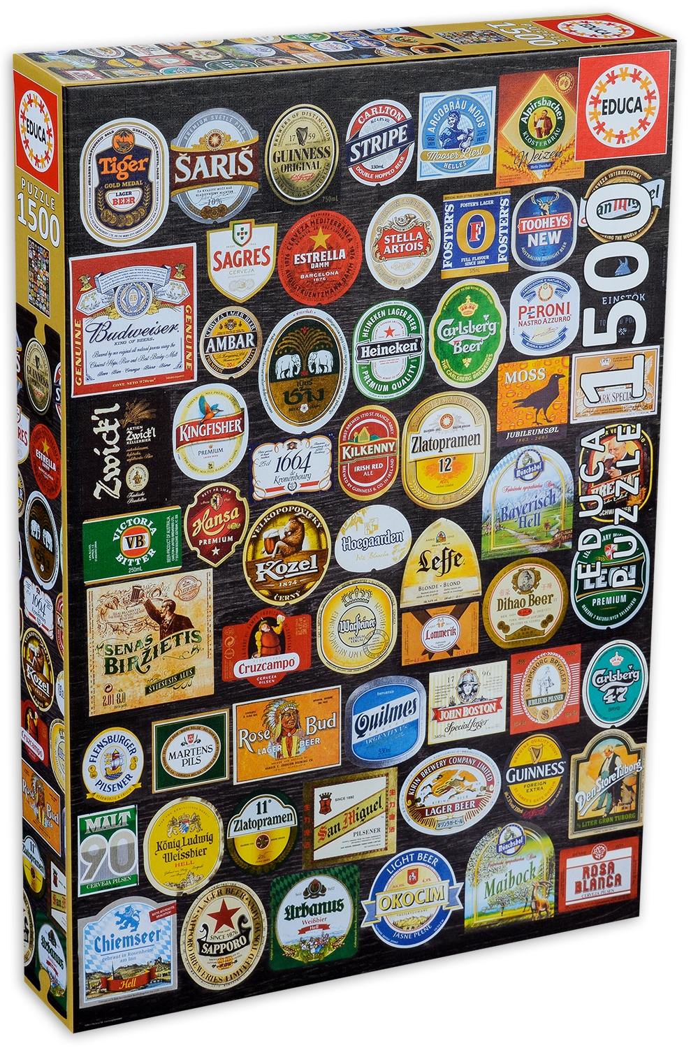 Пъзел Educa от 1500 части - Етикети от бирени бутилки
