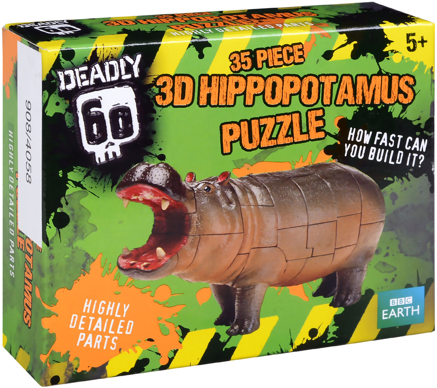 3D пъзел Deadly 60 от 35 части - Хипопотам