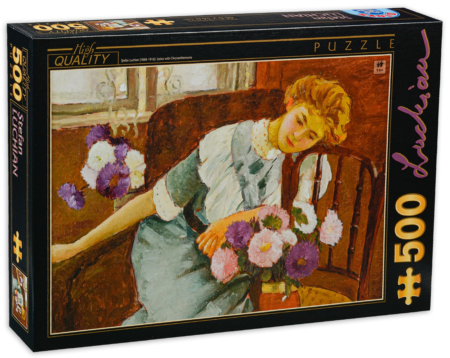 Пъзел D-Toys от 500 части - Лорика с хризантеми, Стефан Лукиан