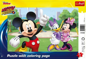 Пъзел Trefl от 15 части - Мики, Мини и Дейзи, с картинка за оцветяване