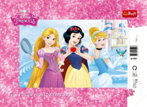 Пъзел Trefl от 15 части - Дисни принцеси, с картинка за оцветяване