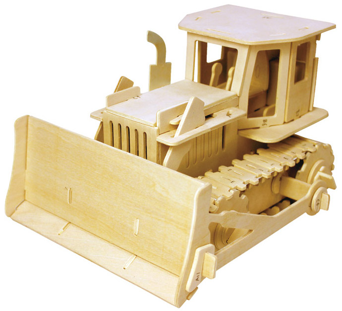 Дървен 3D пъзел Robo Time от 179 части - Булдозер с RC управление