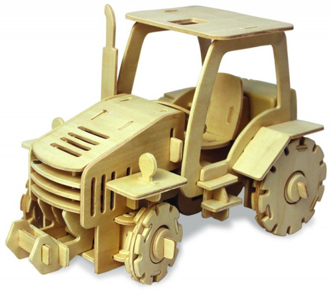 Дървен 3D пъзел Robo Time от 88 части – Трактор с RC управление