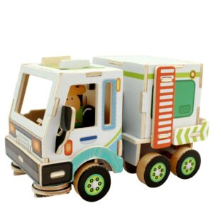Дървен 3D пъзел Robo Time от 48 части - Почистващ камион