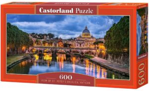 Панорамен пъзел Castorland от 600 части - Гледка към базиликата „Свети Петър", Ватикана