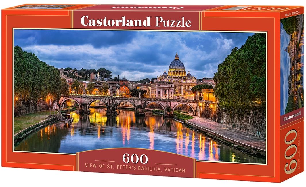 Панорамен пъзел Castorland от 600 части - Гледка към базиликата „Свети Петър", Ватикана