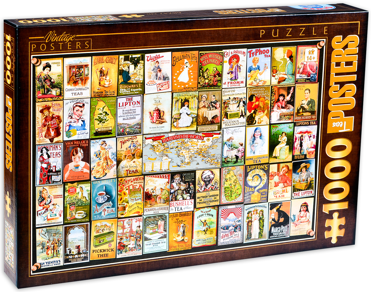 Пъзел D-Toys от 1000 части - Винтидж плакати, Чай