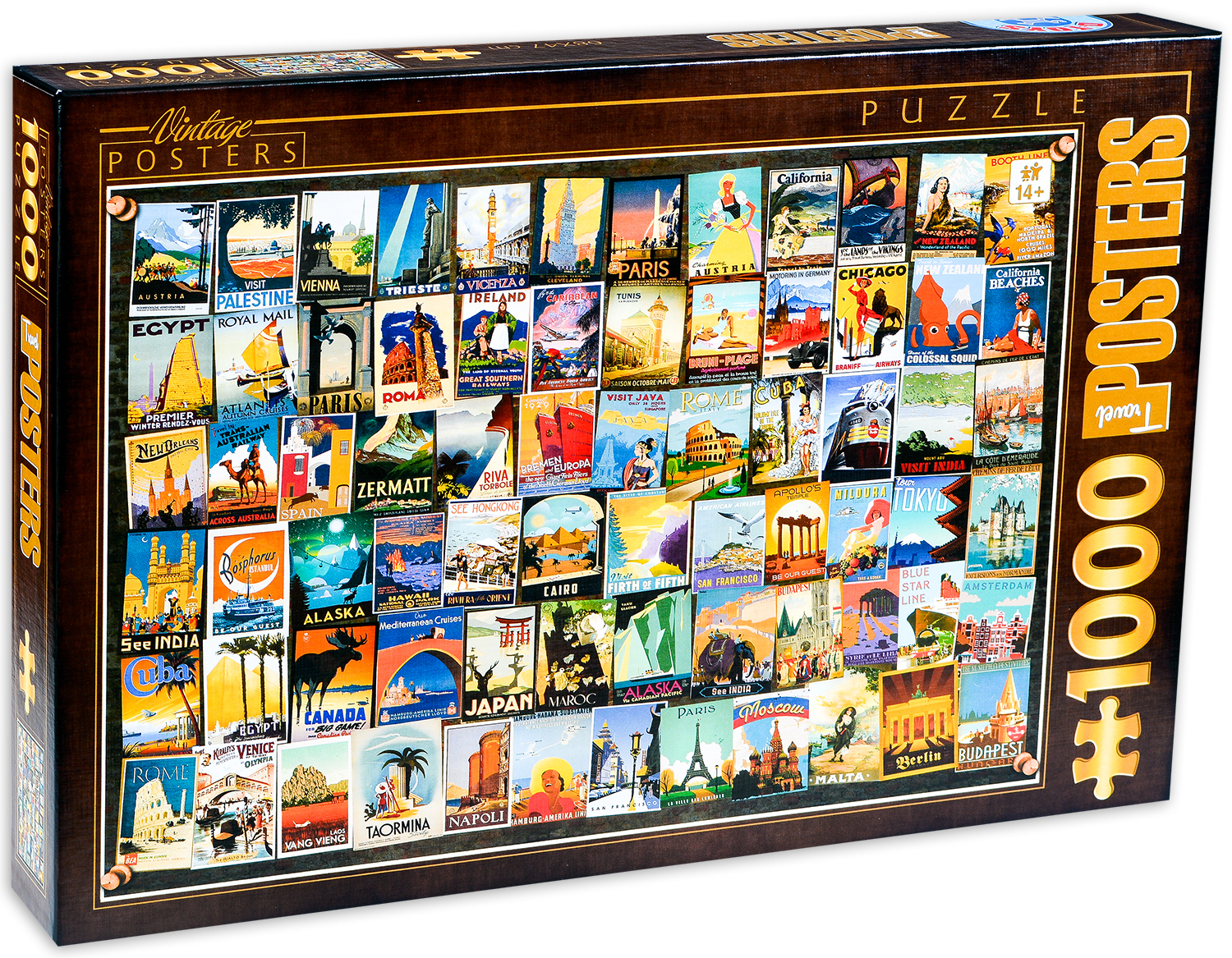Пъзел D-Toys от 1000 части - Винтидж плакати, Пътешествия