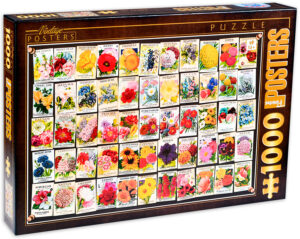 Пъзел D-Toys от 1000 части - Винтидж плакати, Цветя