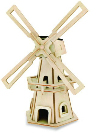 Дървен 3D пъзел Robo Time от 34 части – Соларна вятърна мелница 1