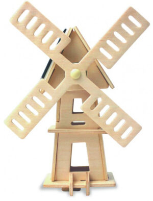 Дървен 3D пъзел Robo Time от 16 части – Соларна вятърна мелница 2