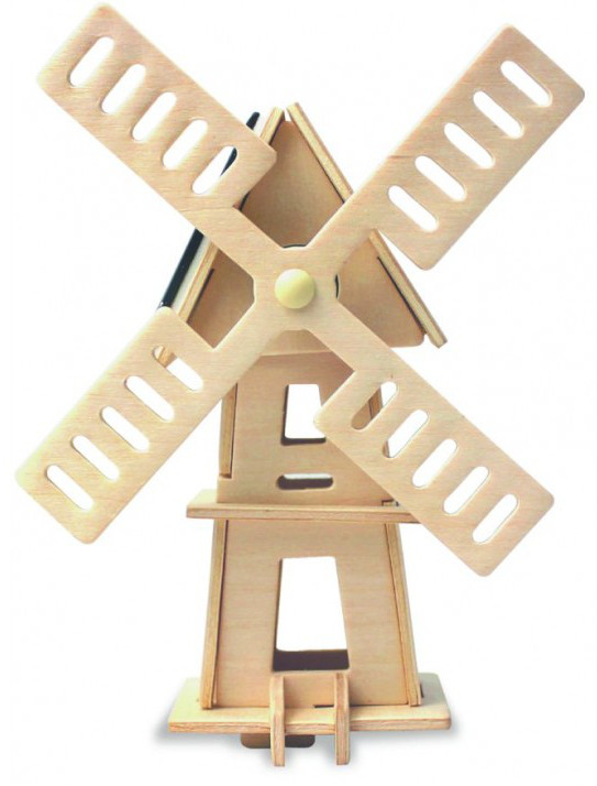 Дървен 3D пъзел Robo Time от 16 части – Соларна вятърна мелница 2