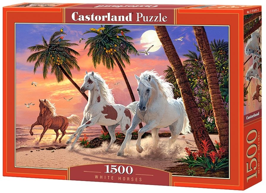 Пъзел Castorland от 1500 части - Бели коне